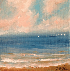Sunset sail painting by Dawn Nagle
